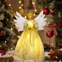 YOFIT 12-inch Lighted Angel Christmas Tree Topper - Battery Operated with Warm White LED Lights, Angel Ornaments for Xmas Tree Decor, Home Holiday Decorations