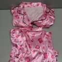 Womens Satin Pajama Set 2 Piece Silk Long Sleeve Pjs Soft Button Down Loungewear Sleepwear, XL