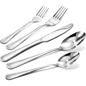 Silverware Set for 12, 60 Piece Heavy Duty 18/10 Stainless Steel Flatware Set, Mirror Polished Cutlery Utensils with Knives Forks & Spoons, Dishwasher Safe - HIKAA