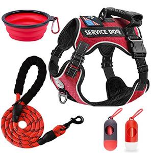 Cymiler Service Dog Vest,No-Pull Dog Harness and Leash Set,Adjustable Oxford Reflective Service Dog Vest Harness with Handle for Outdoor Walking Training,Easy Control for Small Medium Large Dogs