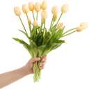 15 pcs Cream Tulips Artificial Flowers Faux Tulips Real Touch Latex Fake Flower Bouquet for Spring Wedding Home Décor Centerpiece Arrangements