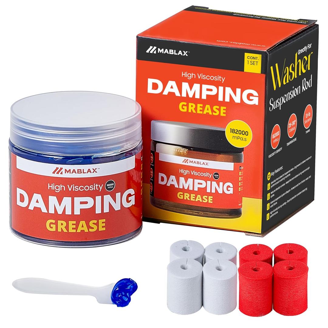 Damping Grease Kit for Washing Machine Suspension Rods with Foam Inserts | High-Viscosity 35,000 CST Blue 100g Dampening Grease For Toilet Seat & Turntable Or Washer Shock Absorption Lubricants
