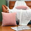 24x24 Pillow Covers, Decorative Faux Fur Throw Pillow Covers for Couch, Sofa Soft Fluffy Pillow Cover with Velvet Back for Living Room, Neutral Home Dcor Accent for Bed - Pink