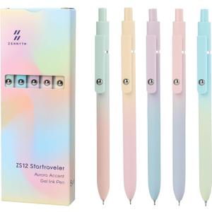 Ddaowanx Gel Pens, 5 Pcs 0.7mm Quick Dry Black Ink Pens Fine Point Smooth Writing Pens, Cute Office School Supplies Gifts for Women (5 Pcs Gradient-Black Ink)