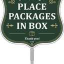 Package Deliveries Sign Please Place Packages In Box Signs Delivery Instructions Sign 10" x 10" With 28" Long Metal Stakes Aluminum Leave Box Signal