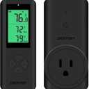 DIGITEN Wireless Thermostat Plug-in Temperature Controller Outlet Remote Control Built in Temp Sensor Thermometer Heating Cooling Mode for Fan Heater Greenhouse Home Brew Reptile, Black