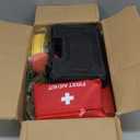 Roadside Car Emergency Kit, Winter Car Safety Kit with 10FT Jumper Cables, Tow Strap, Tool Kit, Reflective Warning Triangle, Road Trip Essentials, for New Drivers, Teens (119RED)