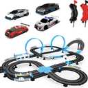 AGM MASETCH High Speed Series Tram Dual Track Set, Track with 4 Vehicles Official Licensed Slot car Racing, Comes with 2 Hand Controls and Track Parts and a Lap Counter. (165*130*32cm(13.5m Long Track))
