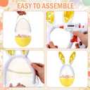 Foilswirl 6 Set 10 Inch Jumbo Easter Egg Plastic Fillable Giant Large Easter Eggs with Handles Rabbit Headband Colorful Big Egg Bucket Stuffers for DIY Hunt Decoration Party Supplies(Pure Color)