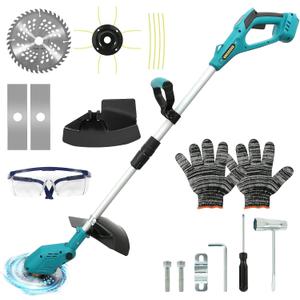 Cordless Weed Wacker for Makita 18V Battery, Electric String Trimmer/Edger Lawn Tool/Brush Cutter with Brushless Motor, Grass Trimmer Kit with Metal Blade & String Line for Garden Yard(Tool Only) (Blue)