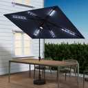 C-Hopetree 6.5 x 10 ft Rectangular Outdoor Patio Market Table Umbrella with Solar LED Lights, Navy Blue