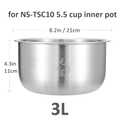 304 Stainless Steel Rice Cooker Inner Bowl for Zojirushi NS-TSC10 (5.5cups) Multi-Cooker Replacement Inner Pot
