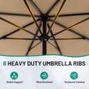 AreShark 9 FT Patio Umbrella for Outdoor, Outdoor Table Umbrella with Push Button Tilt and Crank, Outdoor Patio Umbrellas with 8 Sturdy Ribs for Market, Garden, Pool (Beige)