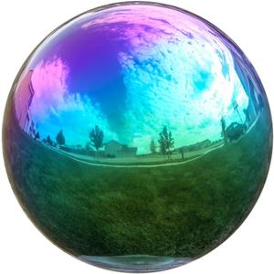 Lily's Home Gazing Globe Mirror Ball in Rainbow Stainless Steel - 12 Inch