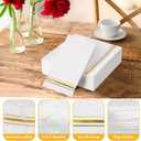 100 3-Ply Gold Napkins Disposable Elegant Dinner Paper Napkins, White and Gold Foil Guest Napkins Hand Towels for Bathroom Wedding Kitchen Birthday Parties Graduation