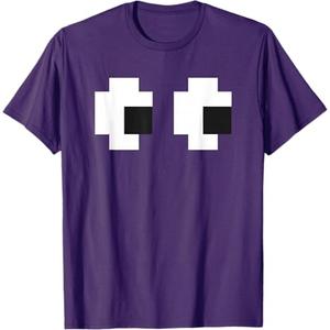 Retro Arcade Game Ghost Blue T-Shirt Small, Purple 