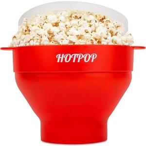 The Orginal HotPop Silicone Popcorn Maker - Microwave Popcorn Popper with Handles - Collapsible Bowl, Heat-Resistant, Easy to Clean, Ideal for Family Movie Nights, 15-Cup Capacity - Red