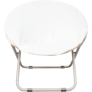 Stretchable Jacquard Slipcover, Saucer Chair Diameter to Fit: 75-76cm (29.5"-30"), Fox Velvet Fabric Removable Stretch-Up Moon Dish Round Circle Cushion Replacement for Fluffy Collapsible Chairs-White