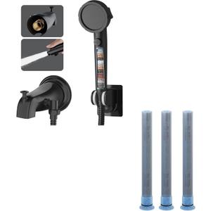 All Metal Bathtub Faucet Sprayer Attachment (Black) & HEROBAI 3 Pack Handheld Shower Filter Replacement