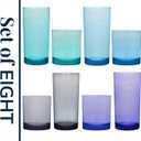 US Acrylic Classic Plastic Reusable Drinking Glasses (Set of 8) 12oz Rocks & 16oz Water Cups in Coastal Colors | BPA-Free Tumblers, Made in USA | Top-Rack Dishwasher Safe