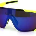 Kush Mens Exposed Mirror Lens Racer Shield Plastic Sunglasses