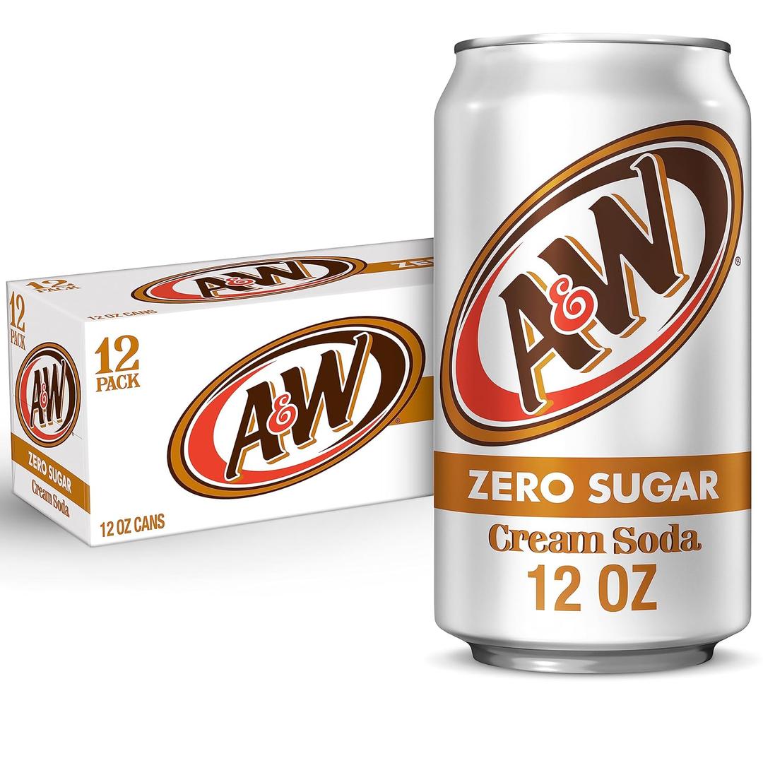 A&W Cream Soda Zero Sugar, 12 fl oz cans, 12 pack (EXP 05/29/26)