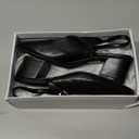 GRACESTRIDE Women's Slingback Heels Low Chunky Heel Buckle Strap Pumps Square Toe Wedding Dress Shoes 8, Black