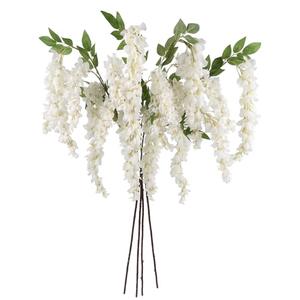 IPOPU 3.9FT Wisteria Artificial Flowers, 4PCS Wisteria Hanging Flowers, Silk White Flower with Long Stem for Tall Vase Filling Wedding Wall Backdrop Centerpieces Home Decoration (White)