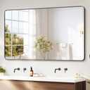 Delma Black Framed Bathroom Vanity Mirror for Over Sink, 50x30 Inch High-Definition Wall Mirror with Horizontal/Vertical Hanging, Durable Rust-Resistant Bathroom Mirror for Modern Decor (Black)