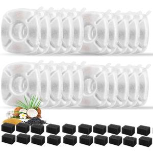 40 Pcs Cat Fountain Replacement Filters 20 Pack Cat Water Fountain Replacement Filters with 20 Pack Pre-Filter Sponges, Pet Fountain Filter Fit for 95oz/2.8L Automatic Pet Fountain Cat Water Fountain
