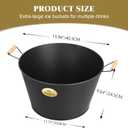 Large 5.5 Gallons Beverage Tubs for Parties 2 Pack, 21L Ice Bucket with Wooden Handles, Black Galvanized Tub, Ideal Party Tubs for Drinks