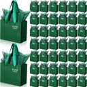 Zhanmai 100 Pcs 4.7 x 2.4 x 3.9 Inch Mini Gift Bags Bulk with Tissue Paper Small Kraft Paper Bag with Handle Gift Tag for Birthday Party, Wedding, Graduation, Mother's Day, Father's Day(Dark Green)