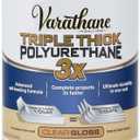Varathane Triple Thick Polyurethane Clear Wood Finish | Self-Leveling Formula | Scratch And Stain Resistance | Durability In One Coat | Gloss | Quart (Quart (Pack of 1))
