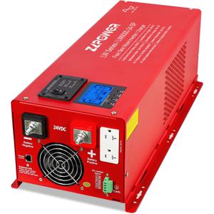 6000W Inverter Charger 24 Vdc and 240 Vac Input 120V/240V AC Output Split Phase Low Frequency Peak 18000w Pure Sine Wave Inverter for RV Trailer Camper Home Boat UL1741