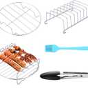 SIK Air Fryer Accessories 5PCS for GoWISE COSORI Philips Ninja Air Fryer, Fit 3.2- 5.8QT Deep Hot Air Fryer with Skewer RackMetal Holder, Toast Rack, Oil Brush, Food Tong, Dishwasher Safe BPA Free
