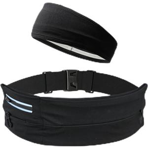 Running Pouch Belt Runner Waist Pack for Women and Men - Runners Hiking Climbing Fanny Pack - Adjustable Running Pouch (3 Pockets) Running Belt With Headbands
