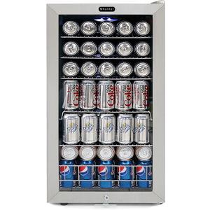 Whynter Cu. Ft, Stainless Steel Beverage Refrigerator with Double-Layer Glass Door, 127-Can 3.1 Cubic Feet Drink Mini Fridge with Lock, BR-128WS