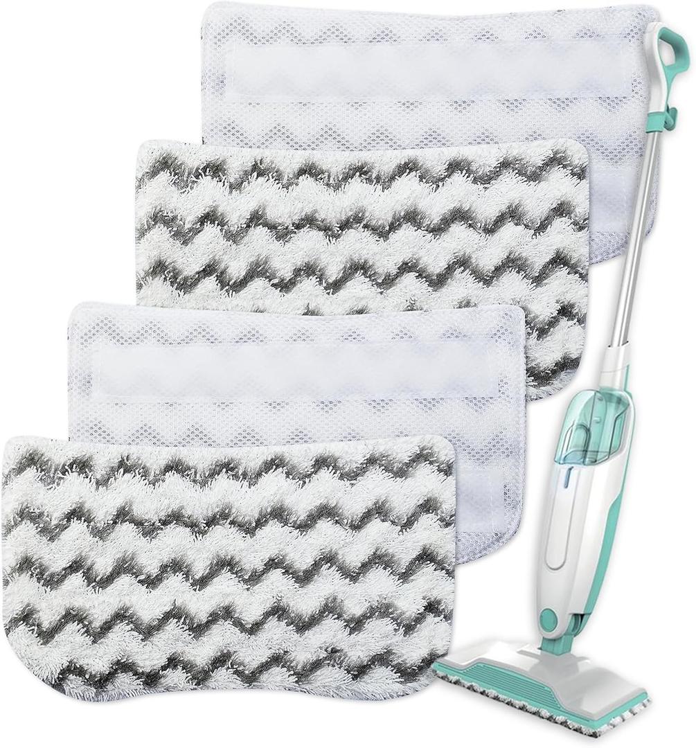Steam Mop Replacement Pads For Shark Steam Mop S1000/S1000A/S1000C/S1000WM/S1001C, Reusable Microfiber Steam Mop Pads, Washable Floor Steamer Pads For All Floor Clean, 4PCS, Upgrade No Scratch