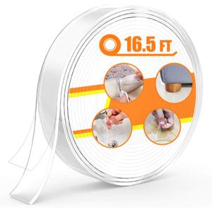 Non Slip Furniture Pads for Hardwood Floor/Rug, Heavy Duty Gripping Pads Furniture Leg Wood Floor Protectors, Silicone Gel Pads Clear, 16.5 ft Length 