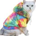 QWINEE Dog Coat Dog Hoodie Tie Dye Warm Winter Coat Sweatshirt Dog Clothes for Cat Puppy Small Medium Dog Multicolor M (QWN01-719860427-M)