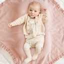 Konssy Flounce Muslin Baby Blankets, Cotton Crib Blanket for Baby Infant Toddler, Super Soft and Lightweight Nursery Blankets 40"x36" (Pink)