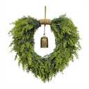 ZHWOSEE Real Touch Artificial Cedar Wreath 20" with Bell Fake Christmas Wreaths for Front Door Faux Pine Greenery Heart Wreaths for Home,Window,Table,Mantle,Wall,Indoor,Outdoor Xmas Decorations