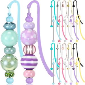 20 Pcs Beadable Bookmarks DIY Metal Blank Bar Bookmark for Beads Modern Bead Craft Jewelry Pendant Charm Gift for Book Lovers Student Teacher Office Supplies (Multi Color)