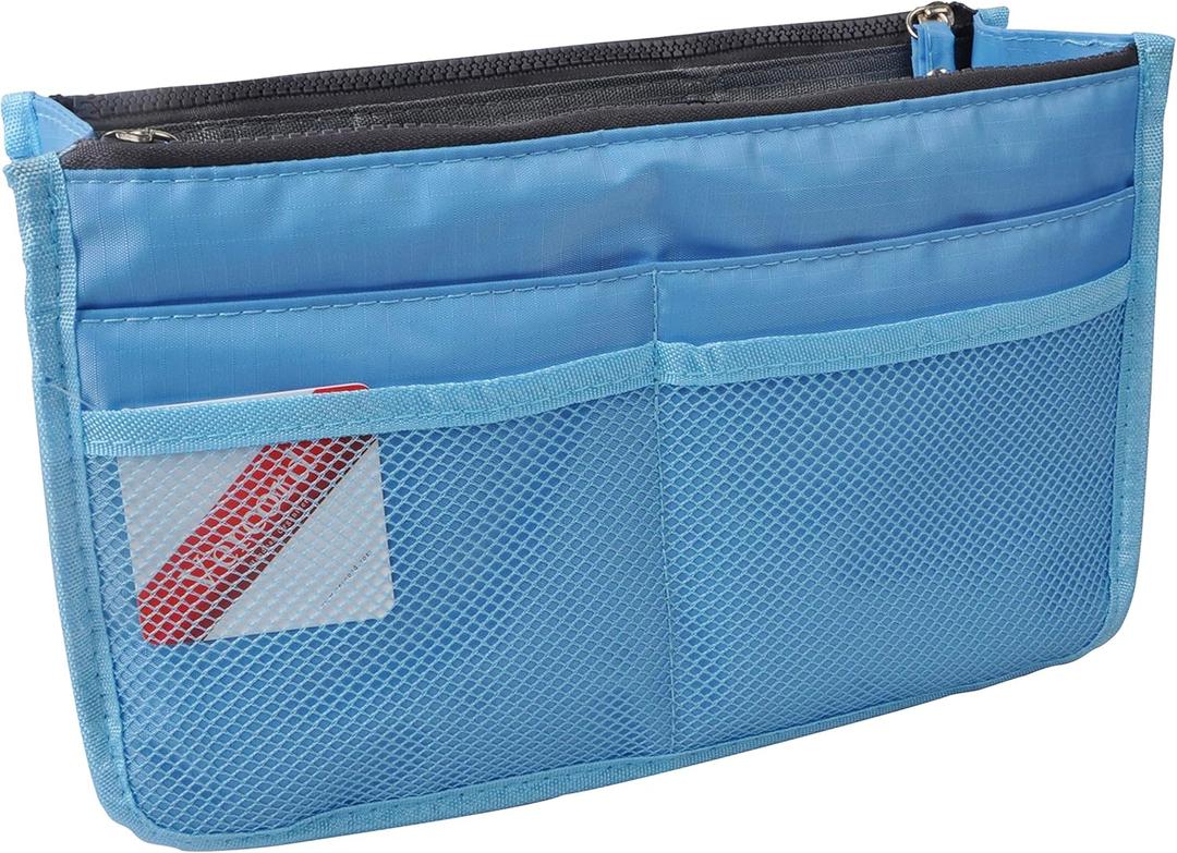 Vercord Updated Purse Handbag Organizer Insert Liner Bag in Bag 13 Pockets Sky Blue Small