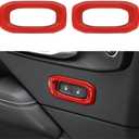 Inner Door Lock Switch Button Bezel Trim Cover Compatible with Jeep Wrangler JL JLU Gladiator JT 2018-2024 Interior Accessories 2pcs (re-d)