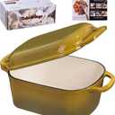 4.6 Quart Dutch Oven for Bread Baking, Combo Oval Enameled Cast Iron Bread Pan with Lid, Sourdough Bread Dutch Oven for a Crispy Crust, Olive