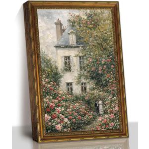 3D Textured Vintage Rose Cottage Floral Wall Art, Gold Framed, 16x24in