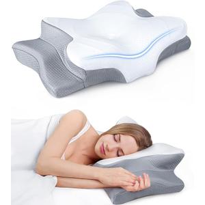 Ultra Pain Relief Cooling Pillow for Neck Support, Adjustable Cervical Pillow Cozy Sleeping, Odorless Ergonomic Contour Memory Foam Pillows, Orthopedic Bed Pillow for Side Back Stomach Sleeper