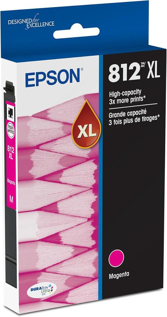 EPSON 812 DURABrite Ultra Ink High Capacity Magenta Cartridge (T812XL320-S) Works with WorkForce Pro WF-7310, WF-7820, WF-7840, WorkForce EC-C7000