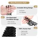 Knotless Crochet Human Hair Pre Looped Deep Wave Curly Human Crochet Hair 20 Inch Feather Line Hair Extension 100% Human Hair Natural Black Color 60g 50Strands